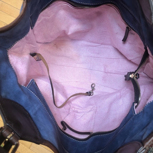 Dooney and Bourke Valerie Navy Suede Hobo Shoulder Bag - Picture 12 of 16